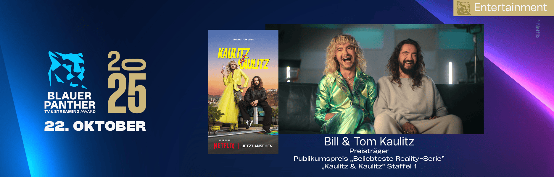 Bill und Tom Kaulitz sind auf dem Banner abgebildet